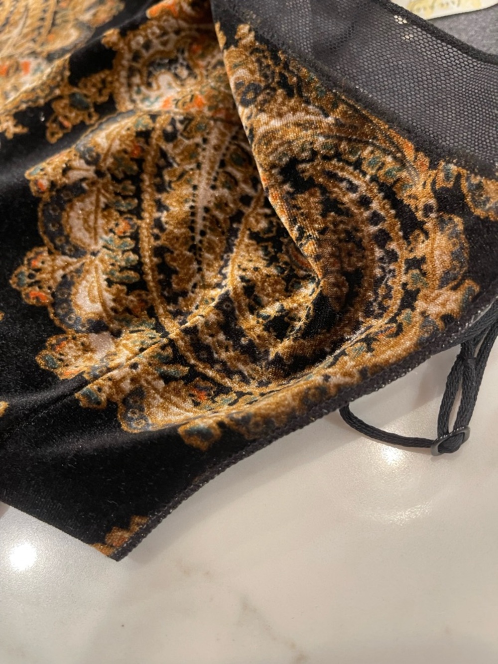 Worn once! Free People Women’s Black Paisley Velvet Cami Tank Top - Picture 7 of 11